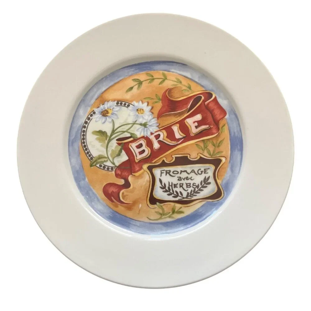 Restoration Hardware Set Of 4 Cheese Plates - Brie Stilton Emmental Parmigiano